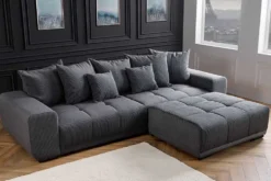 Moderner Hocker ELEGANCIA 110cm anthrazit Cord Fußhocker Sitzhocker