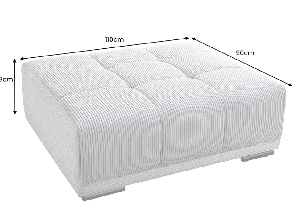 Moderner Hocker ELEGANCIA 110cm champagner beige Cord Fußhocker Sitzhocker