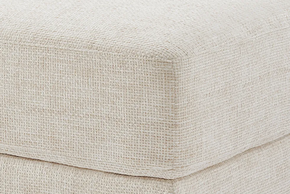 Moderner Hocker LOFT 75cm champagner beige Chenille Nosagfederung Taschenfederkern