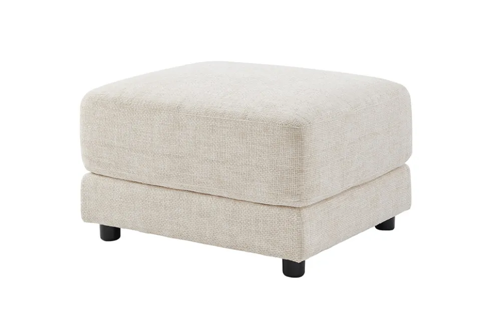 Moderner Hocker LOFT 75cm champagner beige Chenille Nosagfederung Taschenfederkern