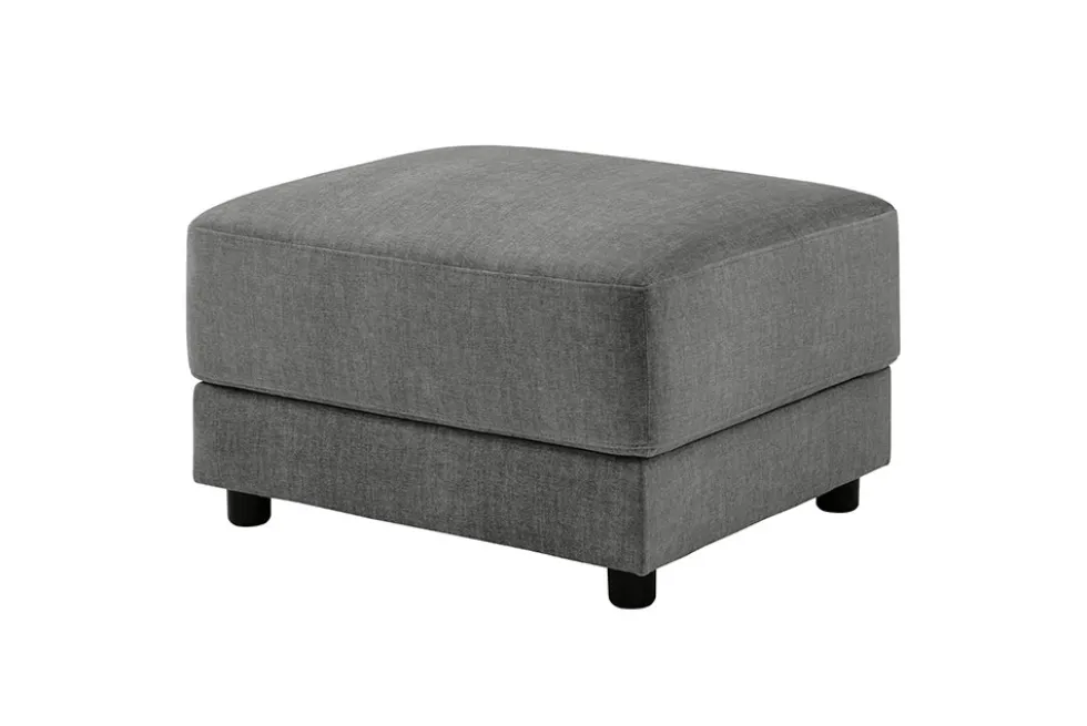 Moderner Hocker LOFT 75cm grau Vogue Velours Samt Nosagfederung Taschenfederkern