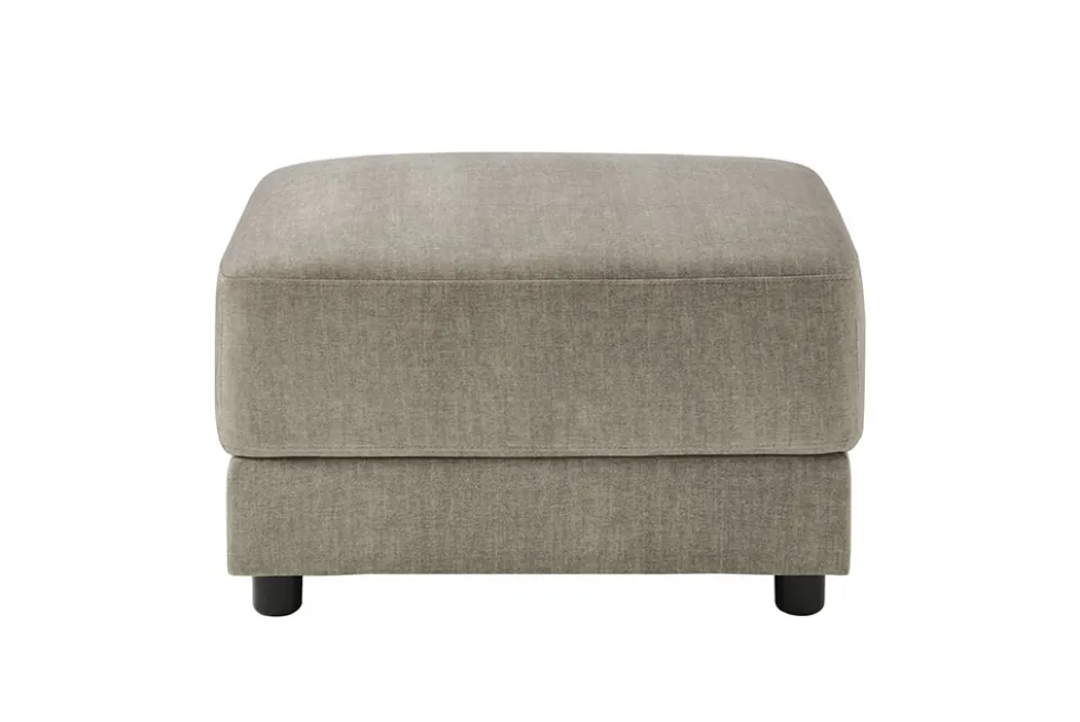 Moderner Hocker LOFT 75cm taupe Vogue Velours Samt Nosagfederung Taschenfederkern