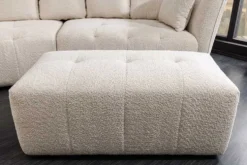 Moderner Hocker ROYAL 120cm champagner beige Bouclé Federkern Sitzhocker
