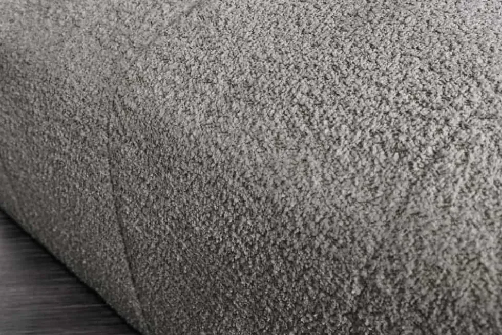 Moderner Hocker ROYAL 120cm grau Bouclé Federkern Sitzhocker Fußhocker