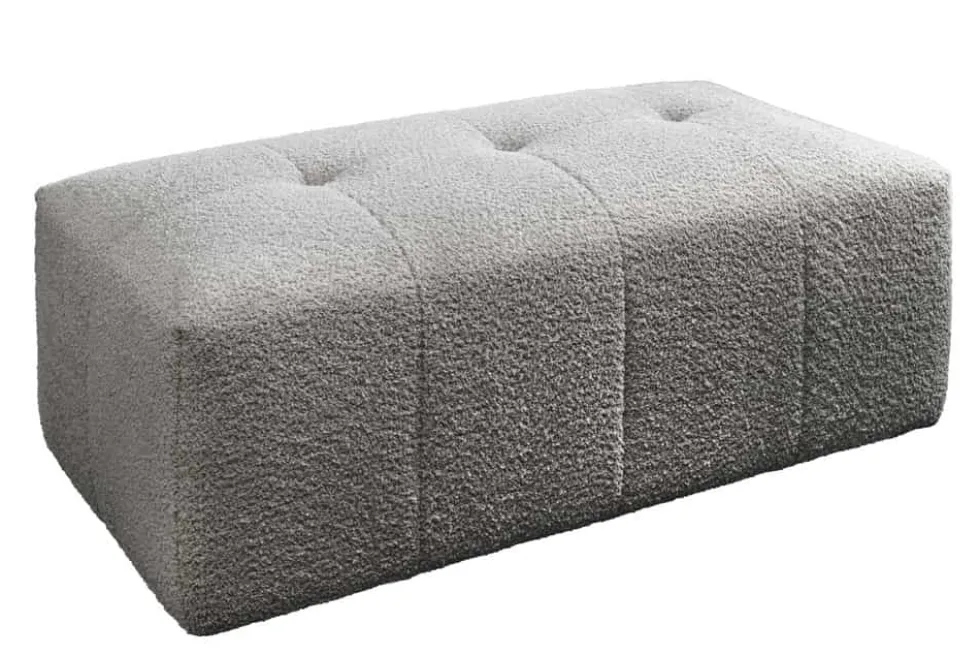 Moderner Hocker ROYAL 120cm grau Bouclé Federkern Sitzhocker Fußhocker