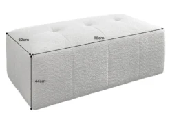 Moderner Hocker ROYAL 120cm grau Bouclé Federkern Sitzhocker Fußhocker