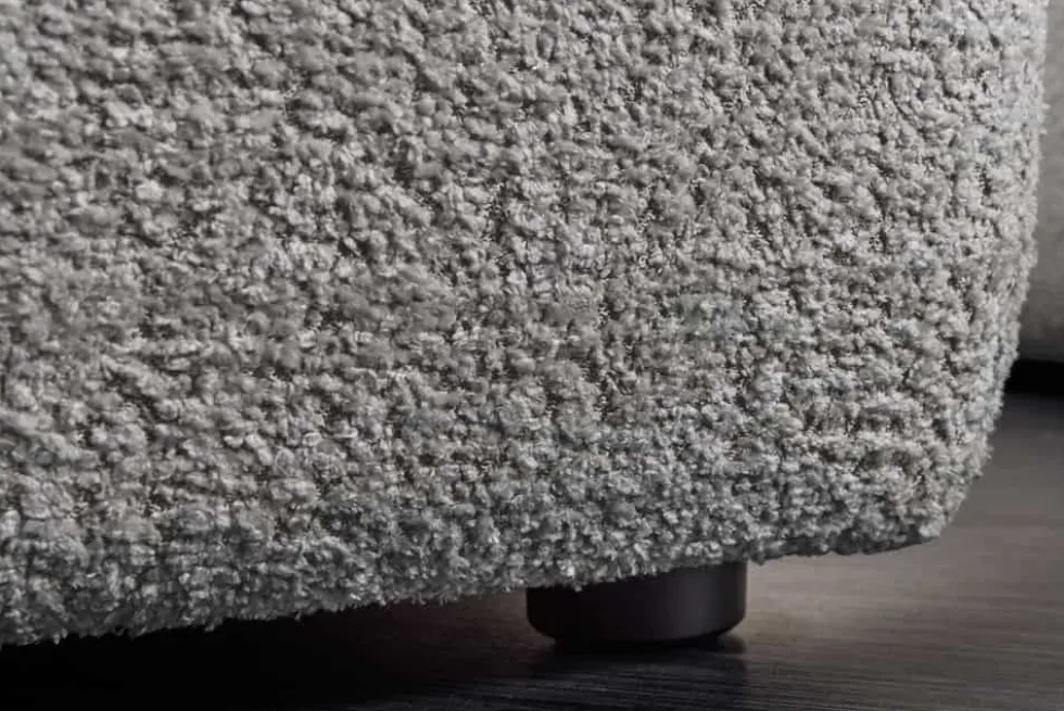 Moderner Hocker ROYAL 120cm grau Bouclé Federkern Sitzhocker Fußhocker