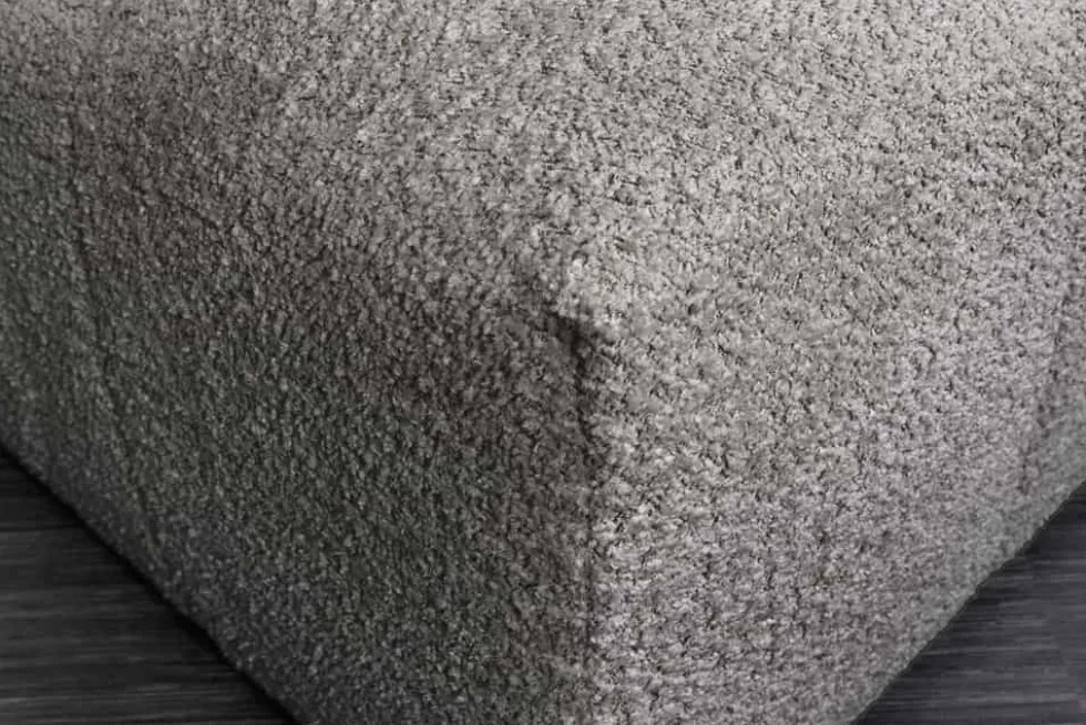 Moderner Hocker ROYAL 120cm grau Bouclé Federkern Sitzhocker Fußhocker