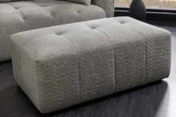 Moderner Hocker ROYAL 120cm grau Bouclé Federkern Sitzhocker Fußhocker