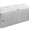 Moderner Hocker ROYAL 120cm grau Veloursstoff Federkern Sitzhocker