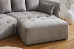 Moderner Hocker ROYAL 120cm grau Veloursstoff Federkern Sitzhocker