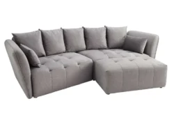 Moderner Hocker ROYAL 120cm grau Veloursstoff Federkern Sitzhocker