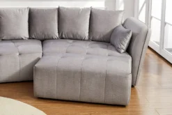 Moderner Hocker ROYAL 120cm grau Veloursstoff Federkern Sitzhocker