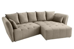 Moderner Hocker ROYAL 120cm greige Veloursstoff Federkern Sitzhocker