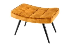 Moderner Hocker SCANDINAVIA senfgelb Samt schwarze Metallbeine Fußhocker