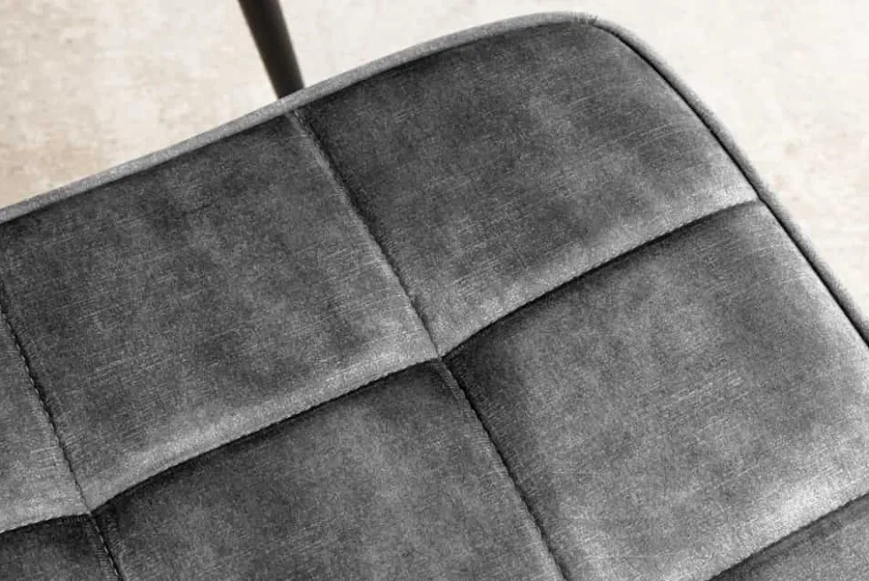 Moderner Hocker SCANDINAVIA grau Samt schwarze Metallbeine Fußhocker