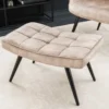 Moderner Hocker SCANDINAVIA champagner beige Samt schwarze Metallbeine Fußhocker