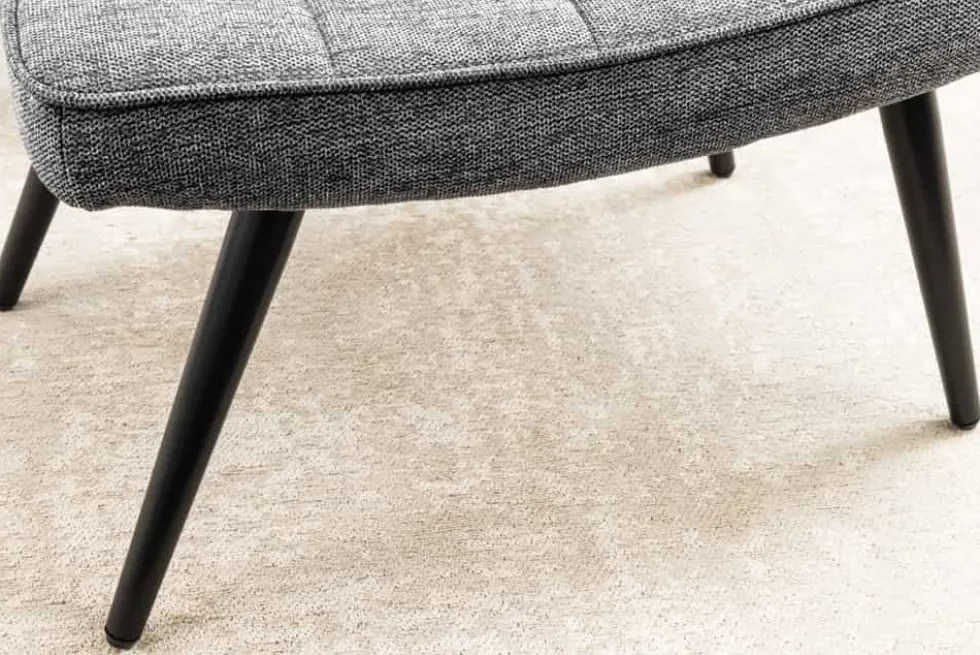 Moderner Hocker SCANDINAVIA grau Strukturstoff Metallbeine Fußhocker