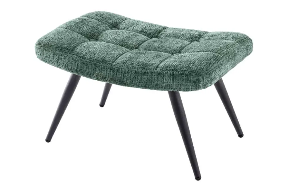 Moderner Hocker SCANDINAVIA grün Chenille Cremona Metallbeine Fußhocker