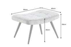 Moderner Hocker SCANDINAVIA champagner Chenille Cremona Metallbeine Fußhocker