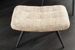 Moderner Hocker SCANDINAVIA champagner Chenille Cremona Metallbeine Fußhocker
