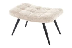 Moderner Hocker SCANDINAVIA champagner Chenille Cremona Metallbeine Fußhocker