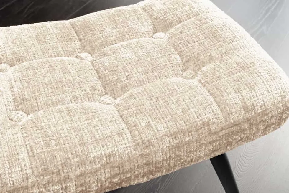 Moderner Hocker SCANDINAVIA champagner Chenille Cremona Metallbeine Fußhocker