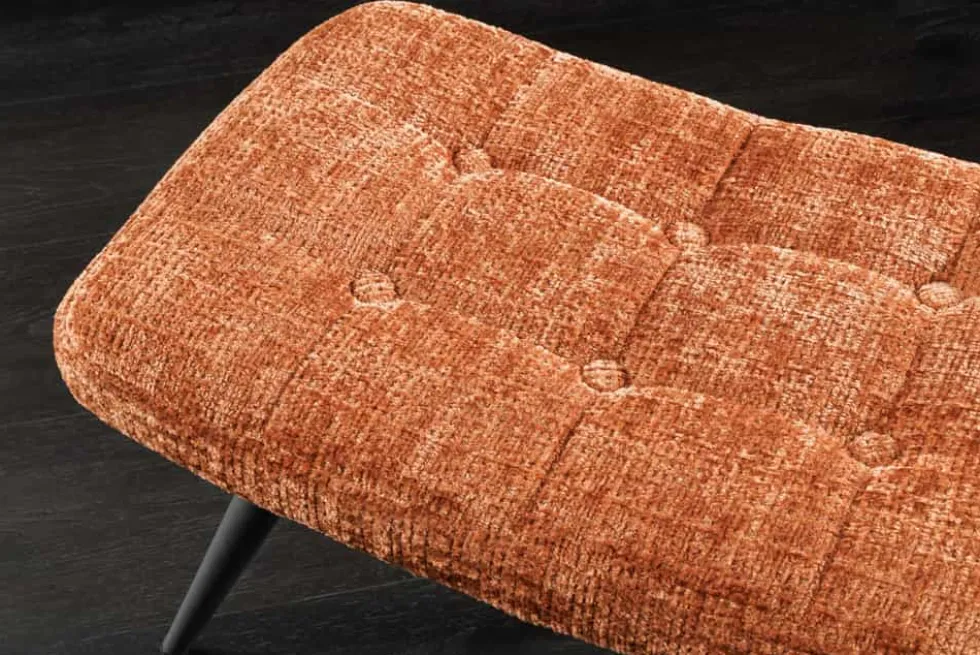 Moderner Hocker SCANDINAVIA rost braun Chenille Cremona Metallbeine Fußhocker