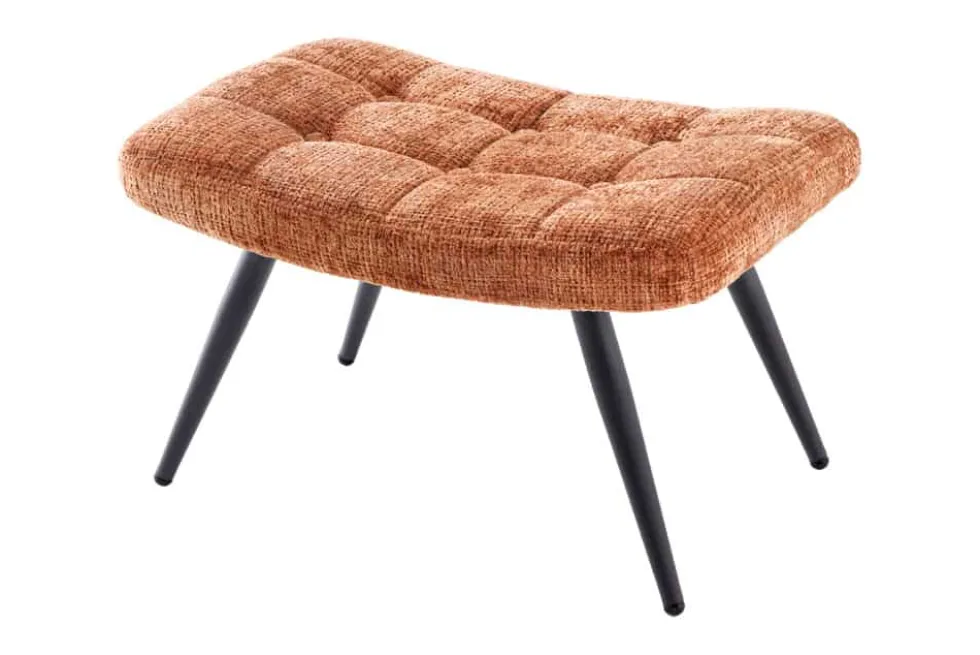Moderner Hocker SCANDINAVIA rost braun Chenille Cremona Metallbeine Fußhocker