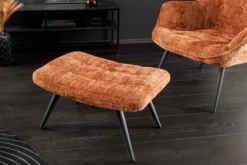 Moderner Hocker SCANDINAVIA rost braun Chenille Cremona Metallbeine Fußhocker