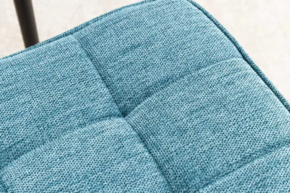 Moderner Hocker SCANDINAVIA blau Strukturstoff Metallbeine Fußhocker