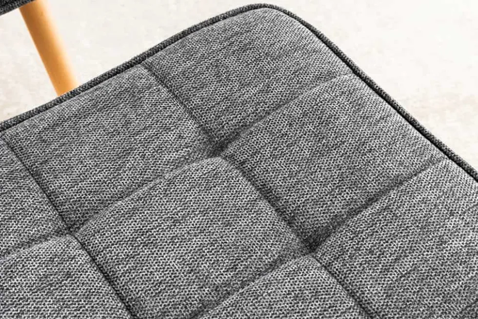Moderner Hocker SCANDINAVIA grau Strukturstoff Massivholz-Beine Fußhocker