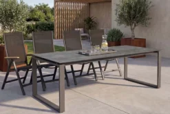 Moderner In- und Outdoor Esstisch FLOATING 210cm anthrazit Keramik Gartentisch wetterfest