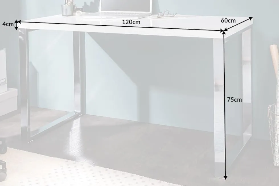 Moderner Schreibtisch WHITE DESK 120cm weiß Hochglanz Bürotisch