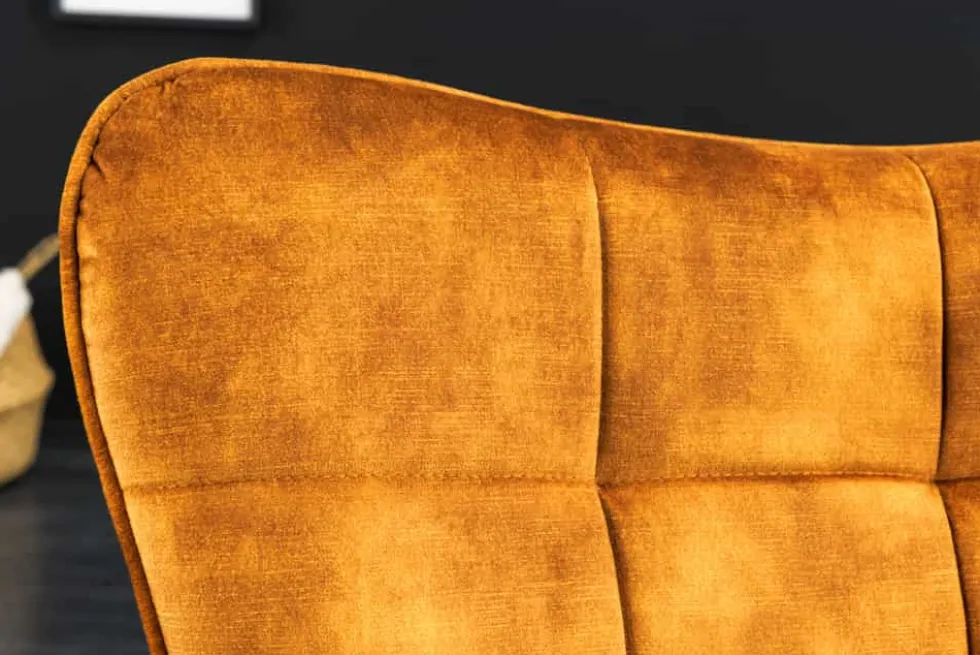 Moderner Sessel SCANDINAVIA senfgelb Samt schwarze Metallbeine mit Armlehnen