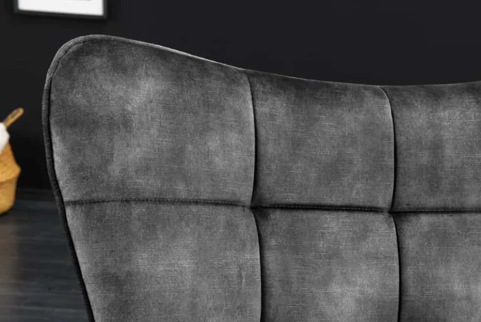 Moderner Sessel SCANDINAVIA grau Samt schwarze Metallbeine mit Armlehnen