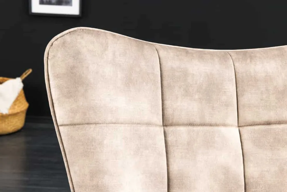 Moderner Sessel SCANDINAVIA champagner beige Samt schwarze Metallbeine mit Armlehne