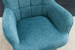 Moderner Sessel SCANDINAVIA blau Strukturstoff Massivholz-Beine mit Armlehnen