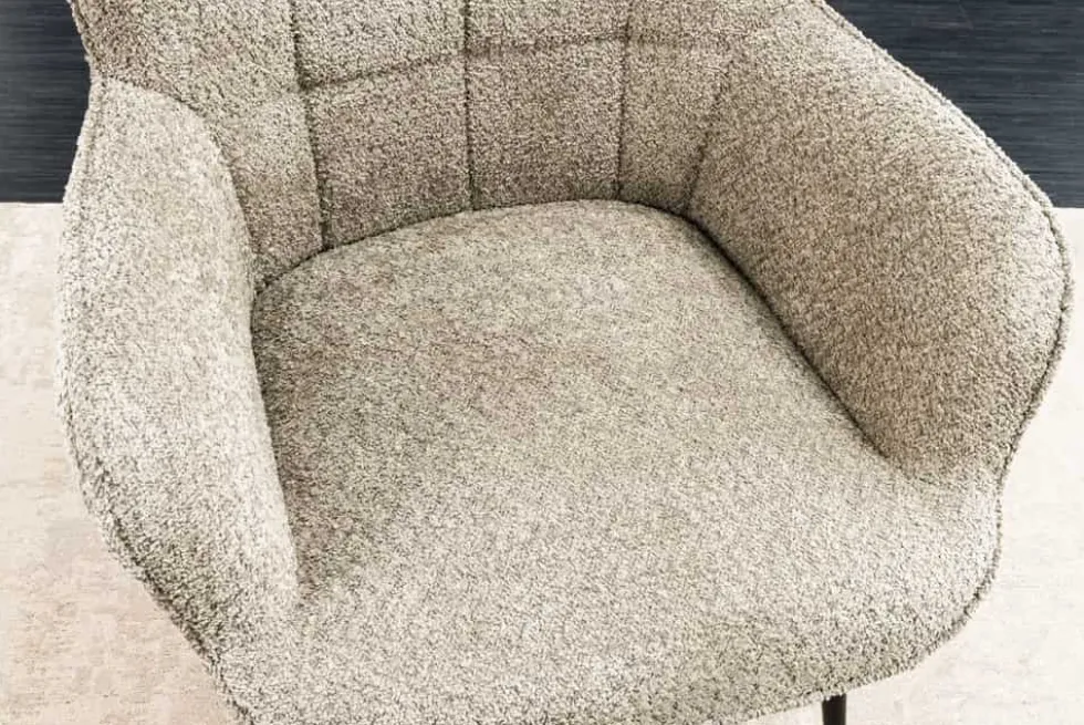 Moderner Sessel SCANDINAVIA champagner greige Bouclé mit Armlehnen