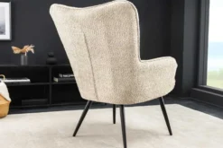 Moderner Sessel SCANDINAVIA champagner greige Bouclé mit Armlehnen