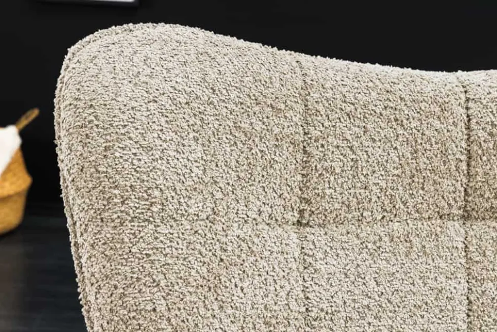 Moderner Sessel SCANDINAVIA champagner greige Bouclé mit Armlehnen