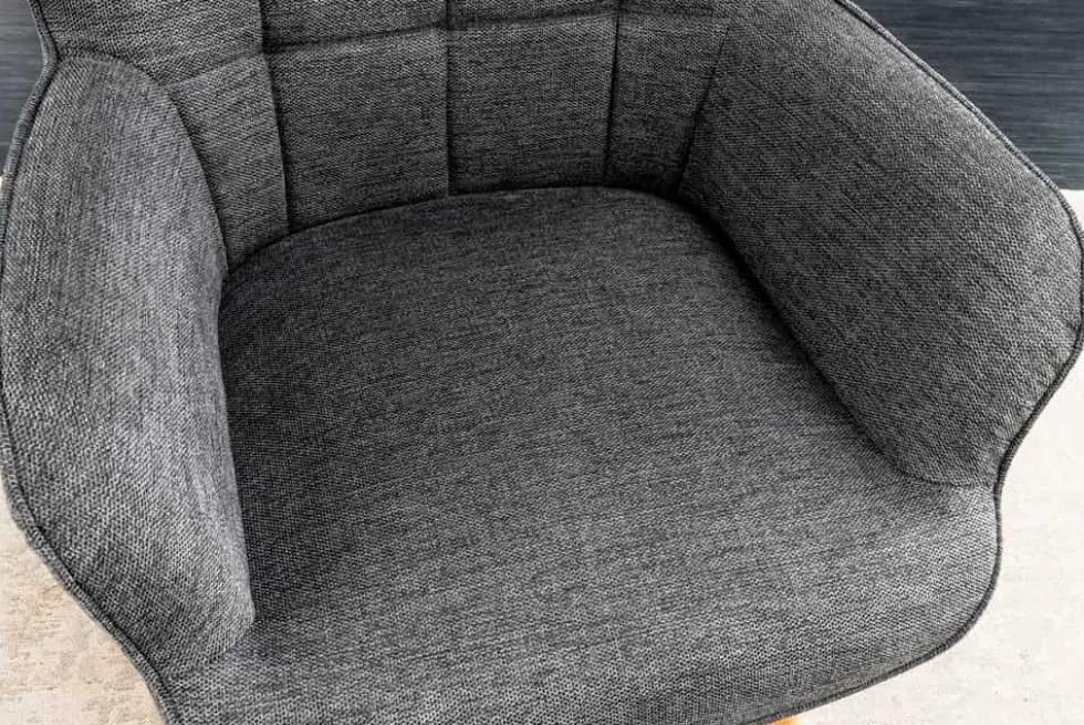 Moderner Sessel SCANDINAVIA grau Strukturstoff Massivholz-Beine mit Armlehnen