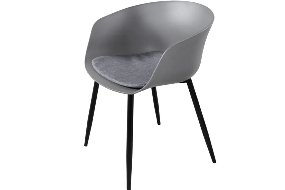 Moderner Stuhl DESIGNO grau Kunststoff Gartenstuhl mit Armlehnen Indoor Outdoor