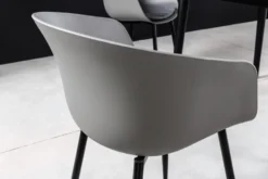 Moderner Stuhl DESIGNO grau Kunststoff Gartenstuhl mit Armlehnen Indoor Outdoor