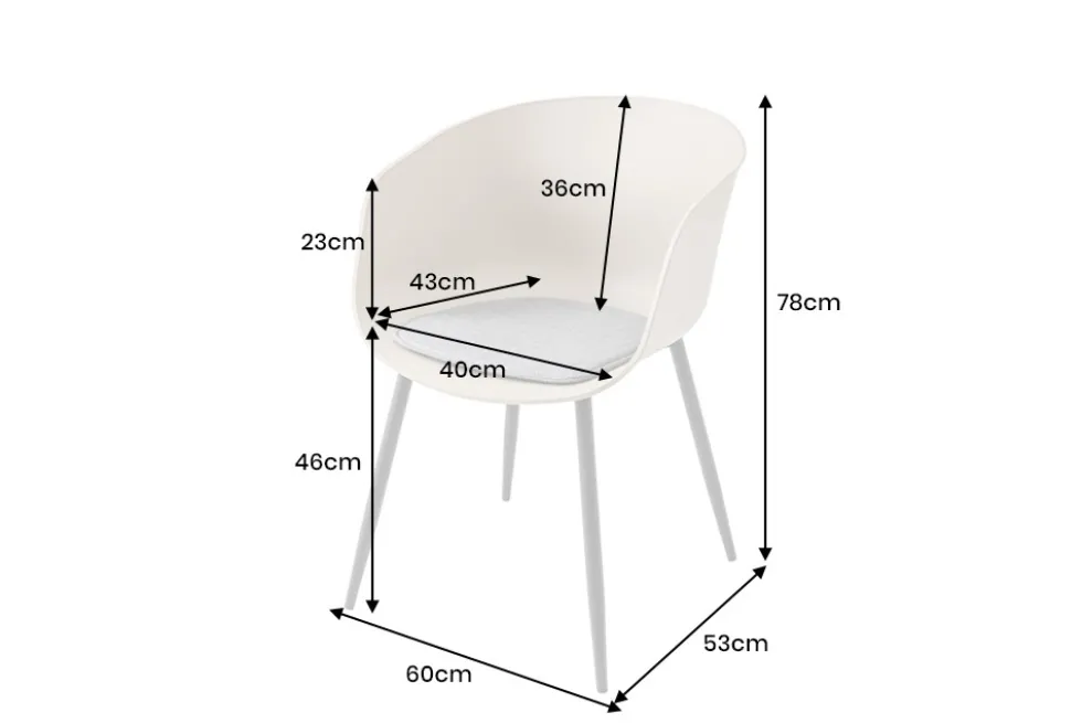 Moderner Stuhl DESIGNO grau Kunststoff Gartenstuhl mit Armlehnen Indoor Outdoor