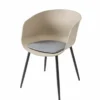 Moderner Stuhl DESIGNO greige schwarz Kunststoff Gartenstuhl mit Armlehnen Indoor Outdoor