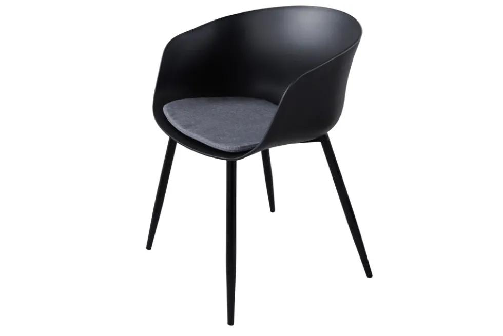 Moderner Stuhl DESIGNO schwarz Kunststoff Gartenstuhl mit Armlehnen Indoor Outdoor