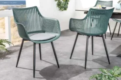 Moderner Stuhl SIGNUM salbei schwarz Kunststoff Gartenstuhl Indoor Outdoor mit Armlehnen