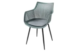 Moderner Stuhl SIGNUM salbei schwarz Kunststoff Gartenstuhl Indoor Outdoor mit Armlehnen