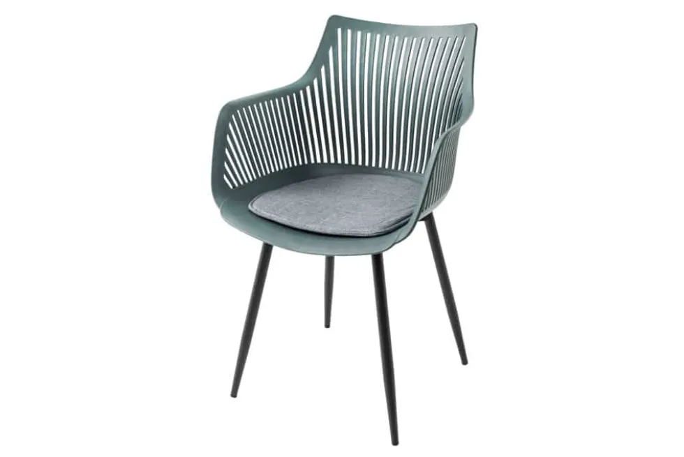 Moderner Stuhl SIGNUM salbei schwarz Kunststoff Gartenstuhl Indoor Outdoor mit Armlehnen